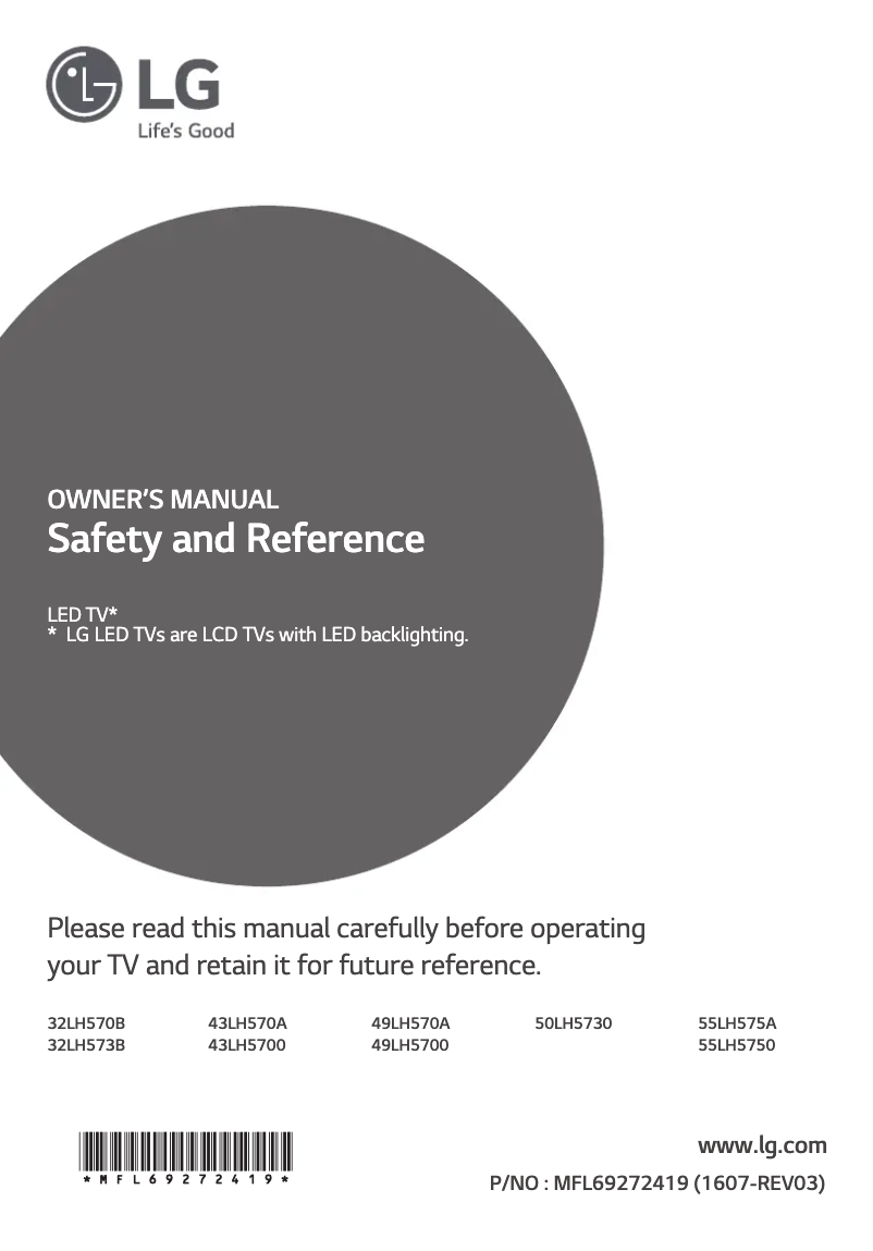 Page n°1 - Manuel utilisateur LG 50LH5730
