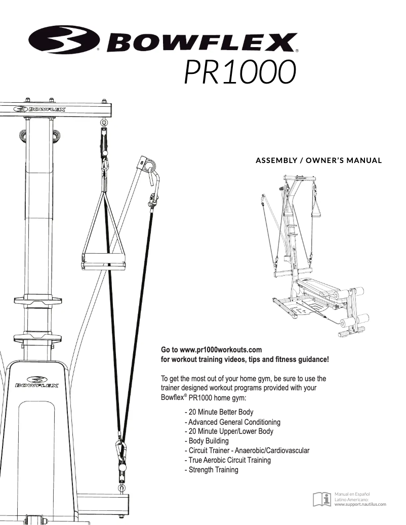 Page n°1 - Instructions / montage Bowflex PR1000