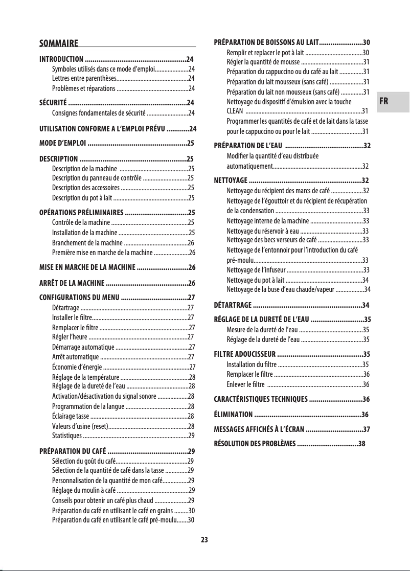 Page n°1 - Manuel utilisateur DeLonghi ECAM23.460.S