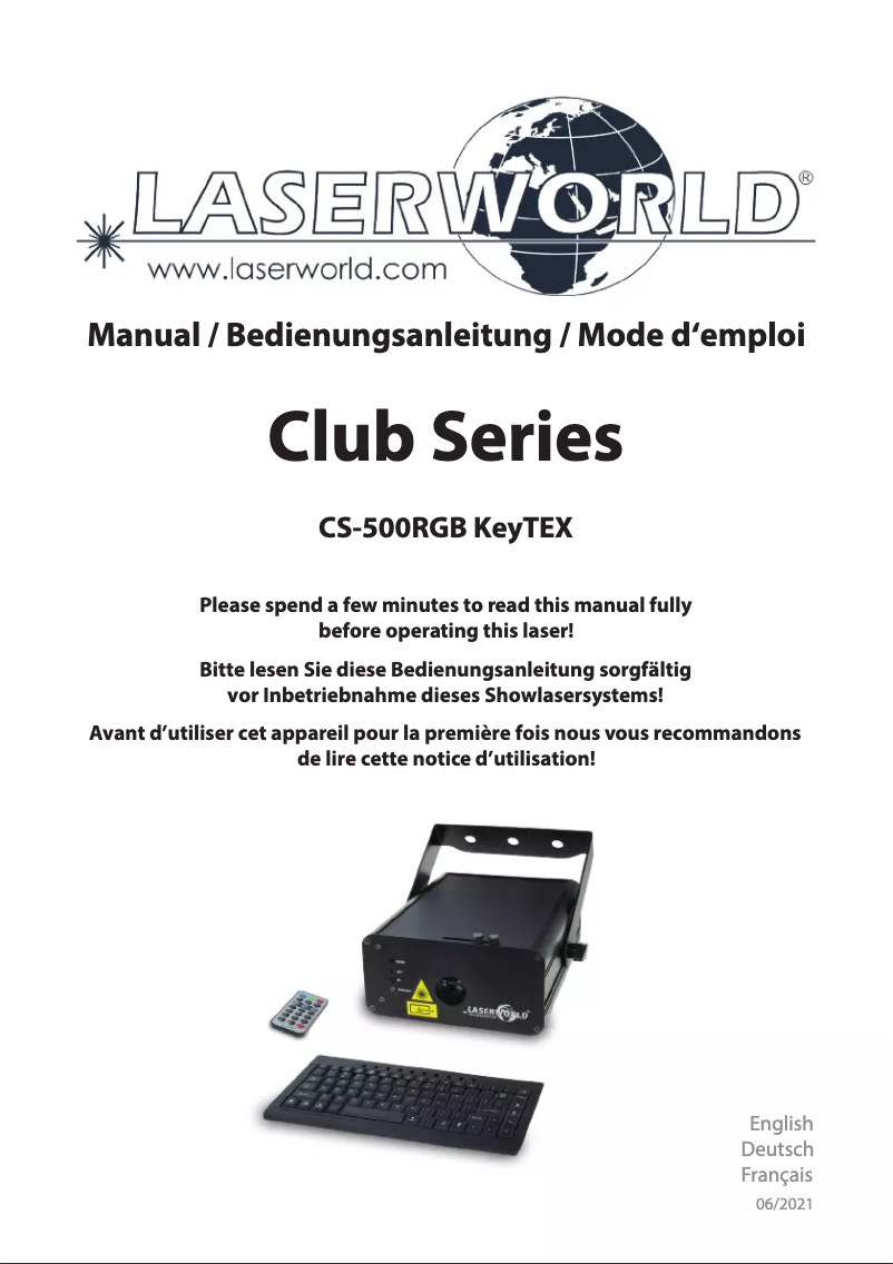 Page n°1 - Manuel utilisateur Laserworld CS-500RGB KeyTEX