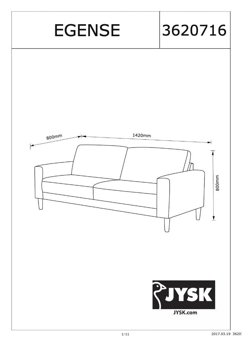 Page 1 de la notice Manuel utilisateur JYSK Egense (142x80x80)