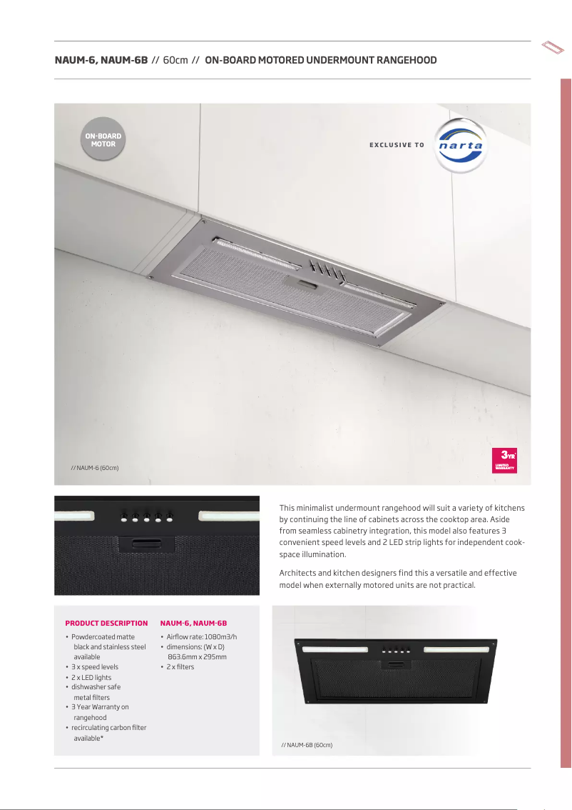 Page 1 de la notice Fiche technique Schweigen NAUM-6