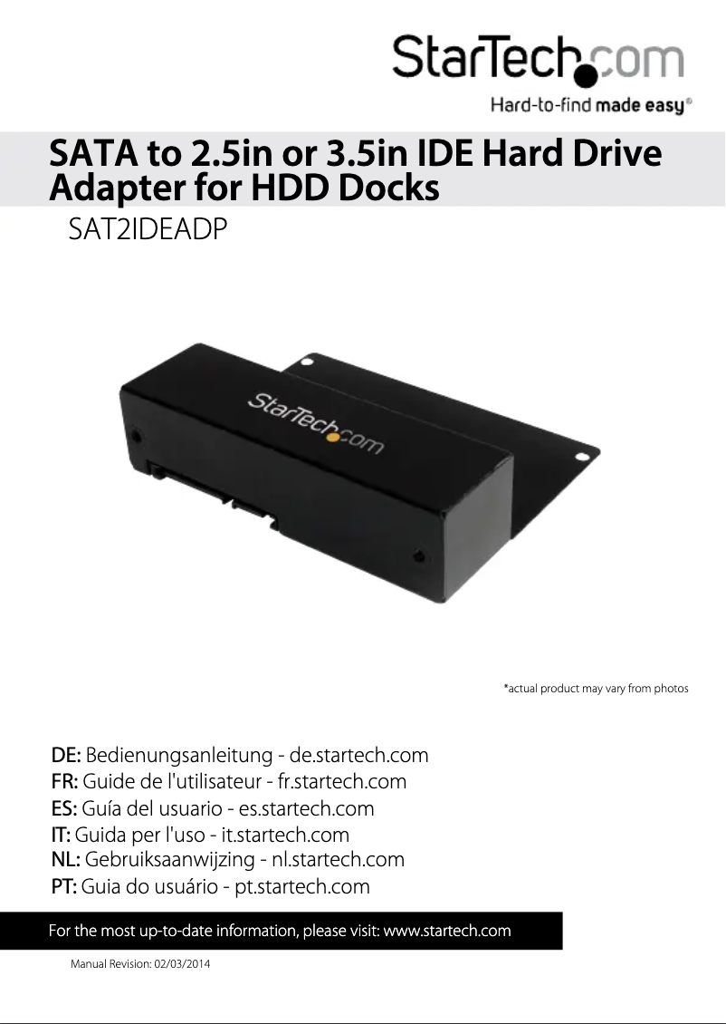 Page 1 de la notice Manuel utilisateur StarTech.com SAT2IDEADP