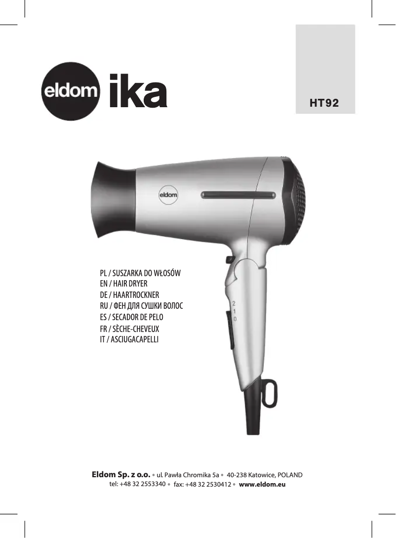 Image de la première page du manuel de l'appareil Ika HT92