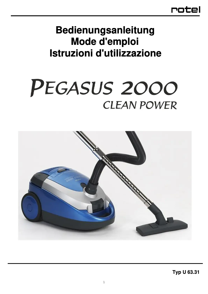 Image de la première page du manuel de l'appareil Pegasus 2000