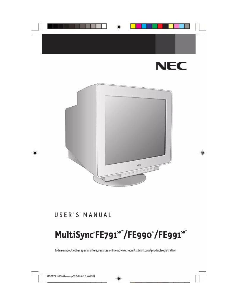 Page n°1 - Manuel utilisateur NEC MultiSync FE991SB