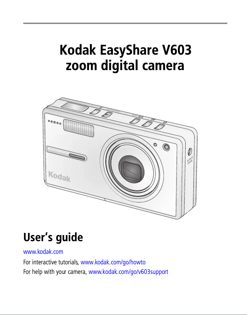 Page n°1 - Manuel utilisateur Kodak EasyShare V603 Zoom