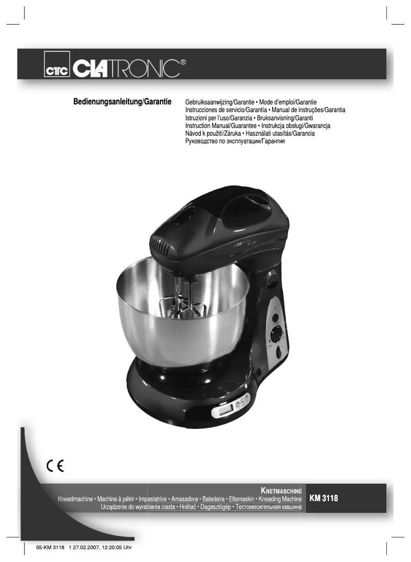 Page 1 de la notice Manuel utilisateur Clatronic KM 3118