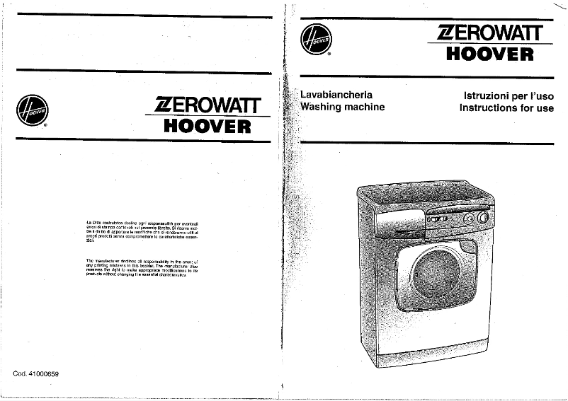 Page n°1 - Manuel utilisateur Zerowatt-Hoover SHM 850 E S