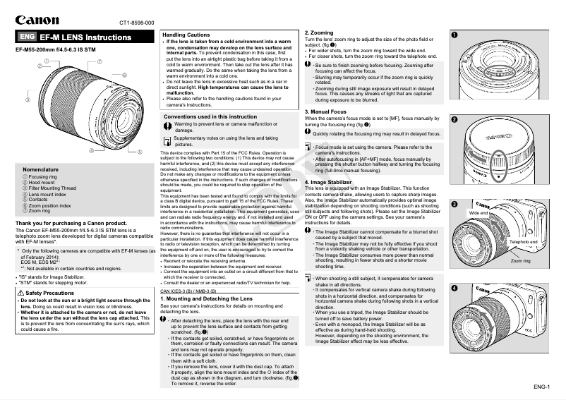 Page 1 de la notice Manuel utilisateur Canon Black EF-M 55-200mm f/4.5-6.3 IS STM