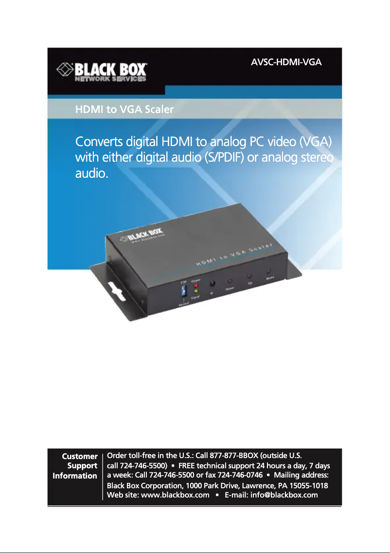 Image de la première page du manuel de l'appareil AVSC-HDMI-VGA