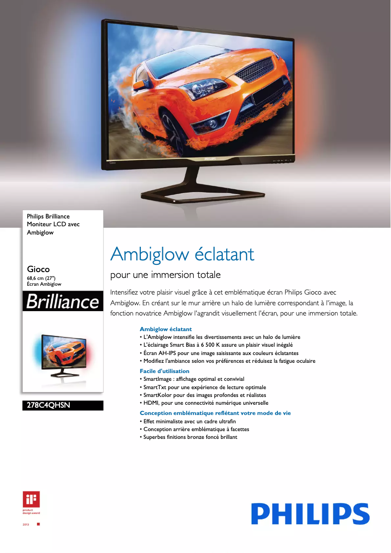 Image de la première page du manuel de l'appareil Brilliance 278C4QHSN