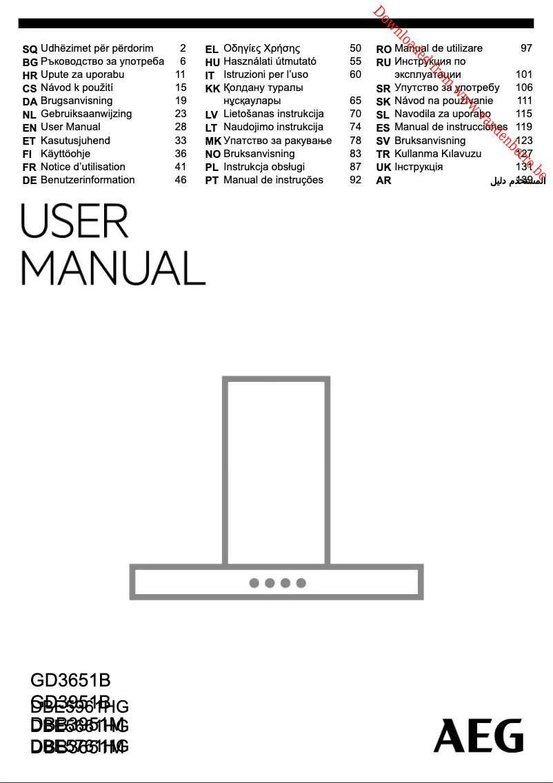 Page 1 de la notice Manuel utilisateur AEG DBE5961HG