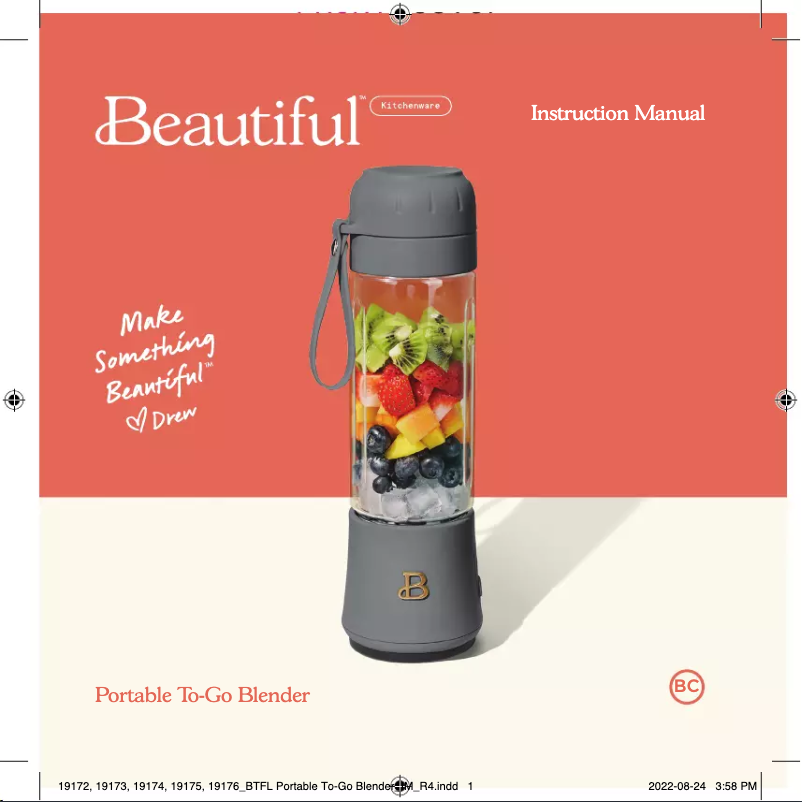 Page n°1 - Manuel utilisateur Beautiful Rechargable Portable To-Go Blender