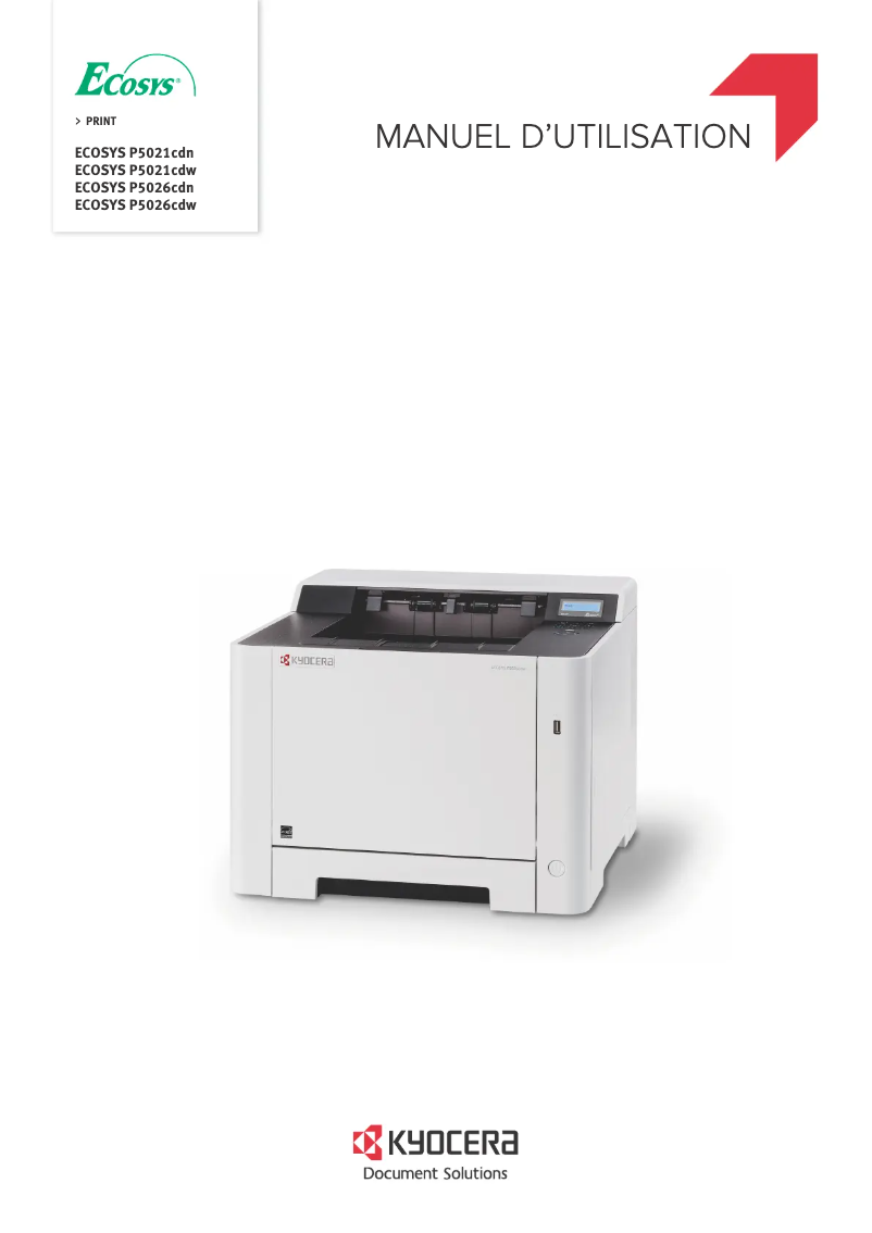 Page 1 de la notice Manuel utilisateur Kyocera ECOSYS P5026cdn