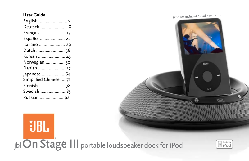Page n°1 - Manuel utilisateur JBL On Stage III
