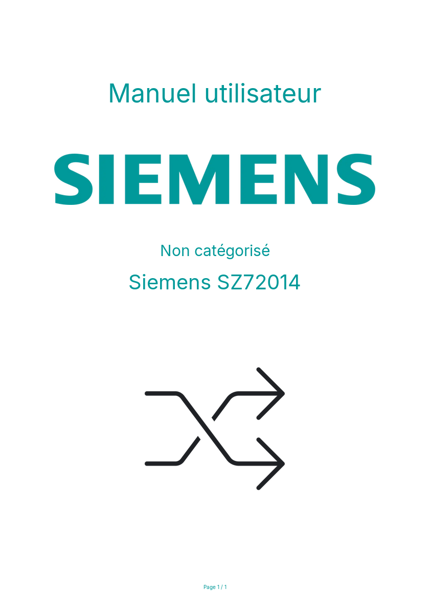 Page n°1 - Manuel utilisateur Siemens SZ72014