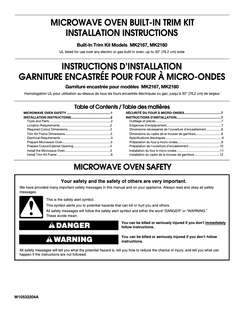 Image de la première page du manuel de l'appareil MK2160AW