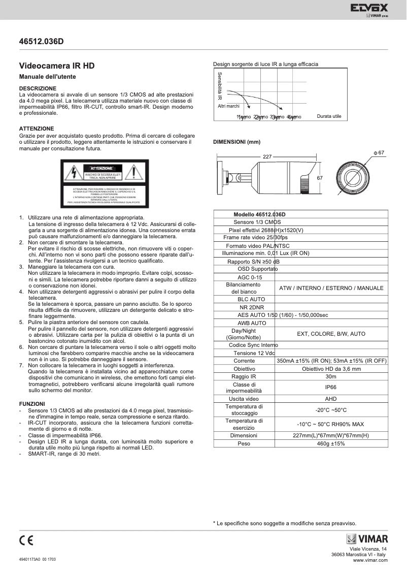 Image de la première page du manuel de l'appareil ELVOX 46512.036D