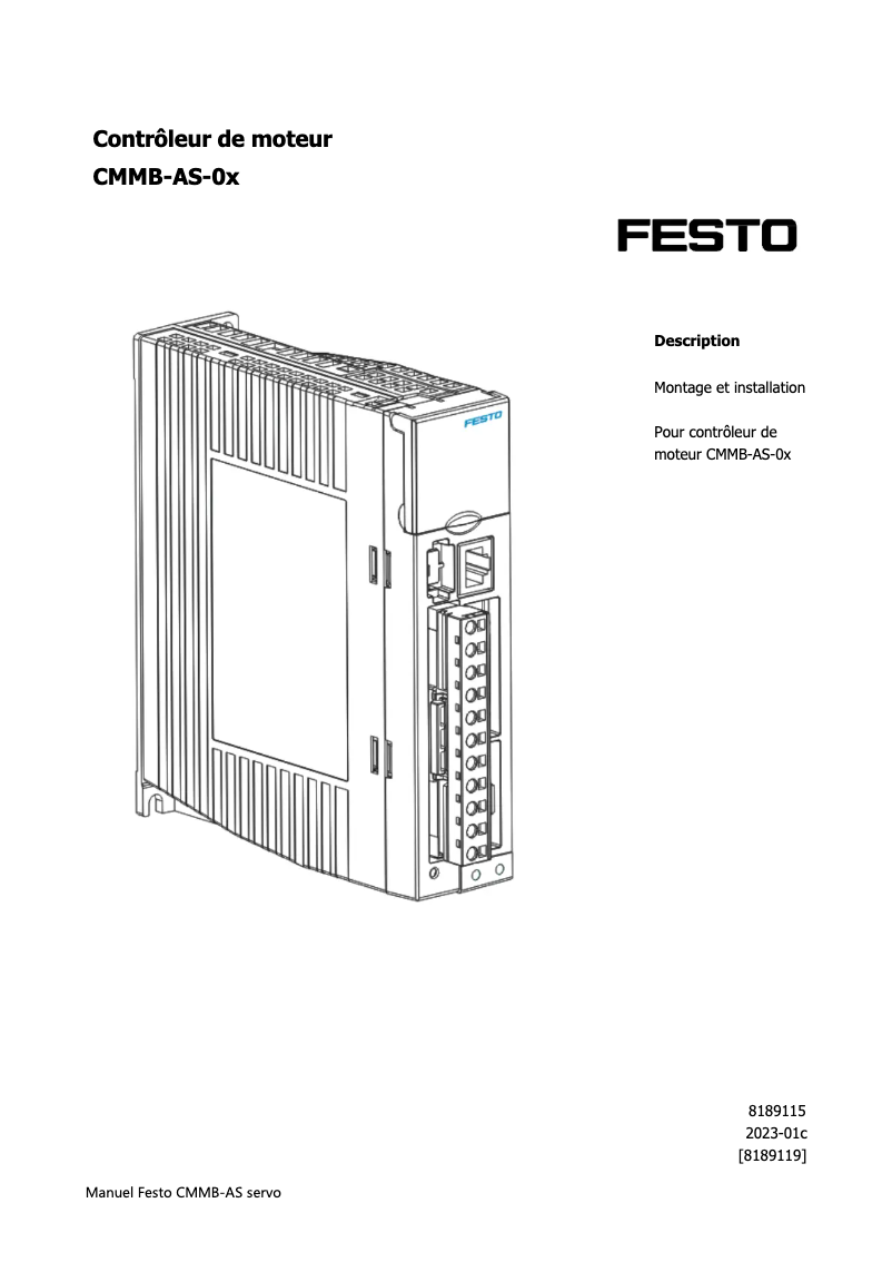 Page 1 de la notice Manuel utilisateur Festo CMMB-AS-07