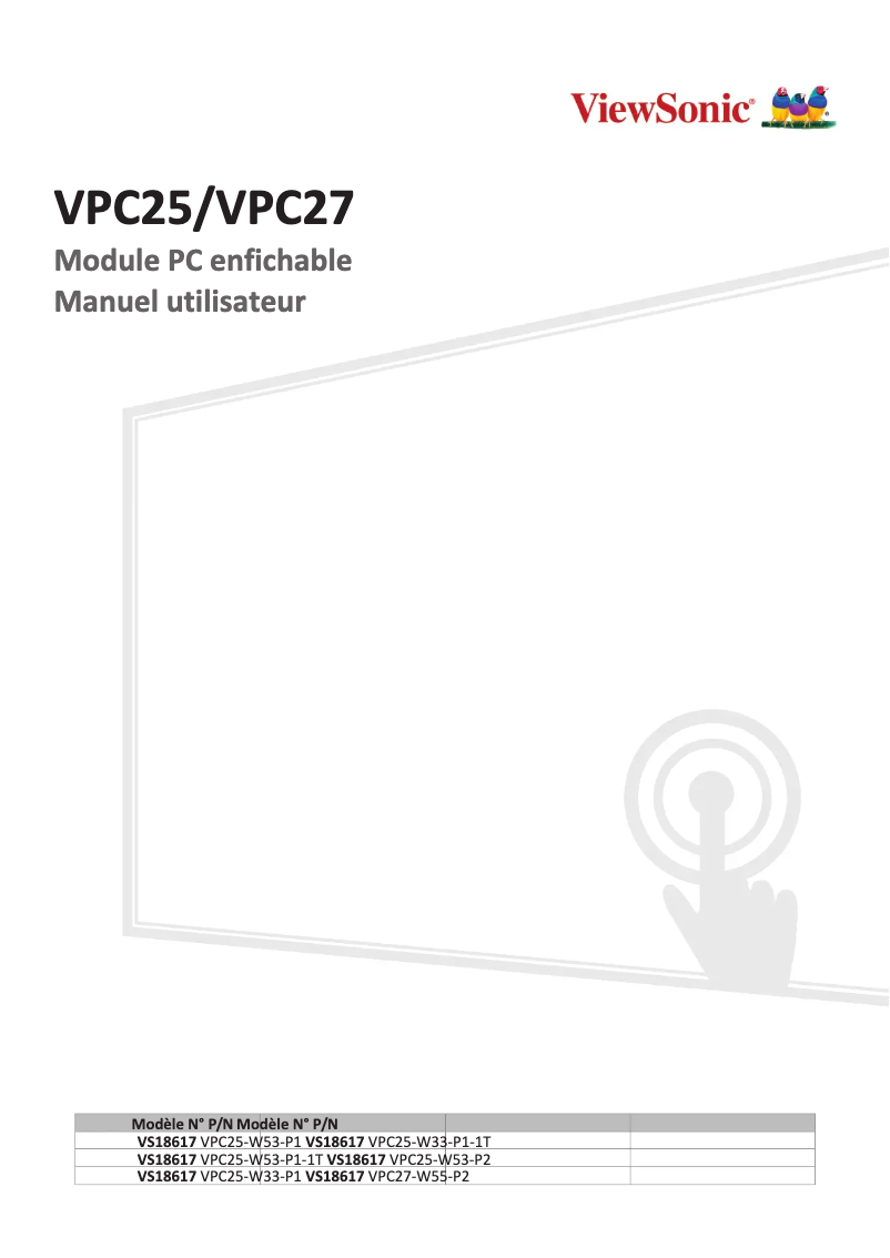 Page n°1 - Manuel utilisateur Viewsonic VPC25-W53-P1