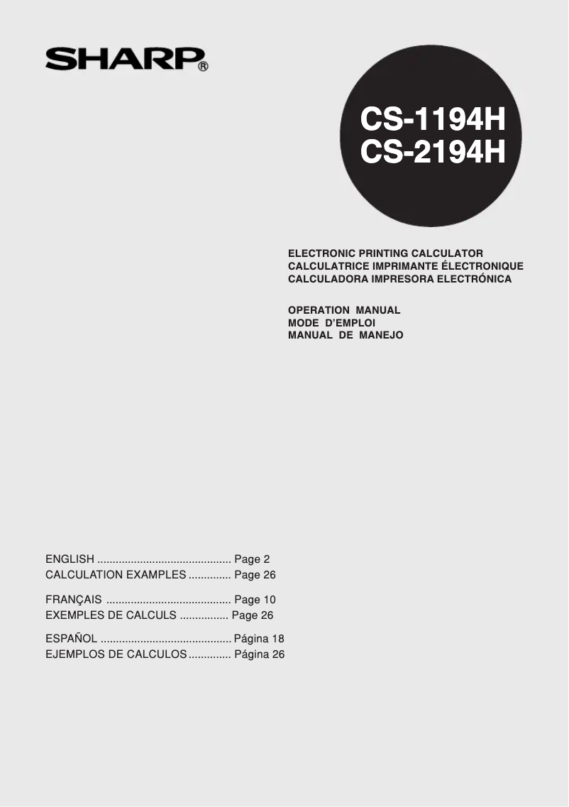 Image de la première page du manuel de l'appareil CS-1194H