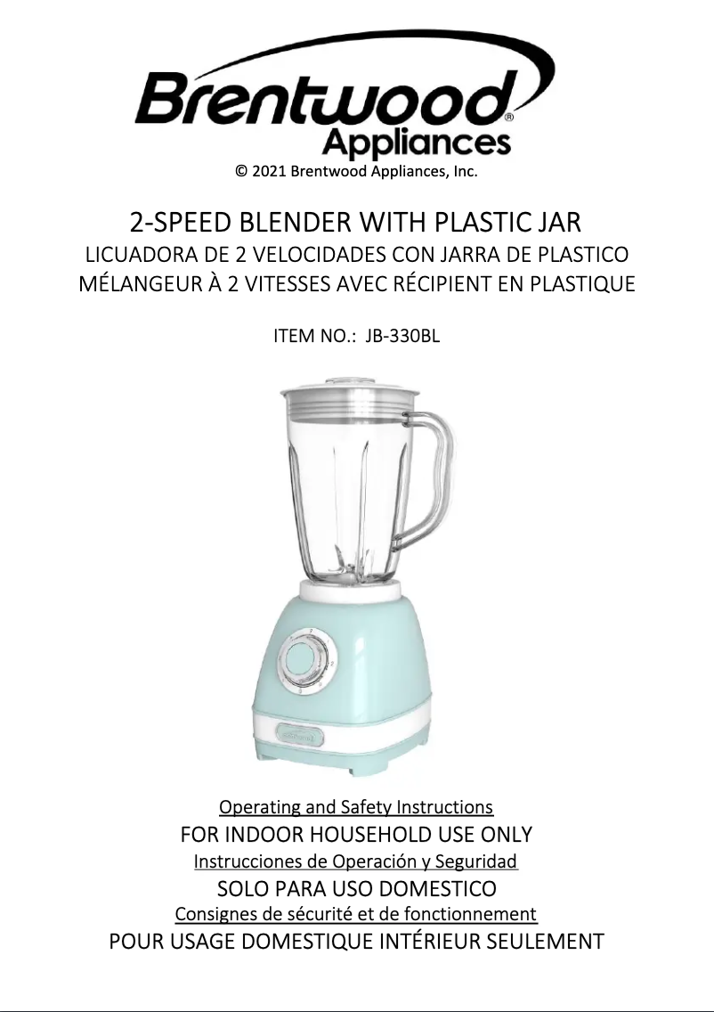 Page 1 de la notice Manuel utilisateur Brentwood JB-330BL