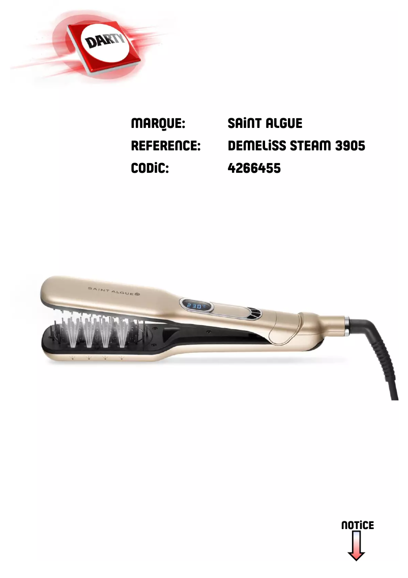 Página 1 del manual Manual de usuario Saint Algue Demeliss Steam 3905