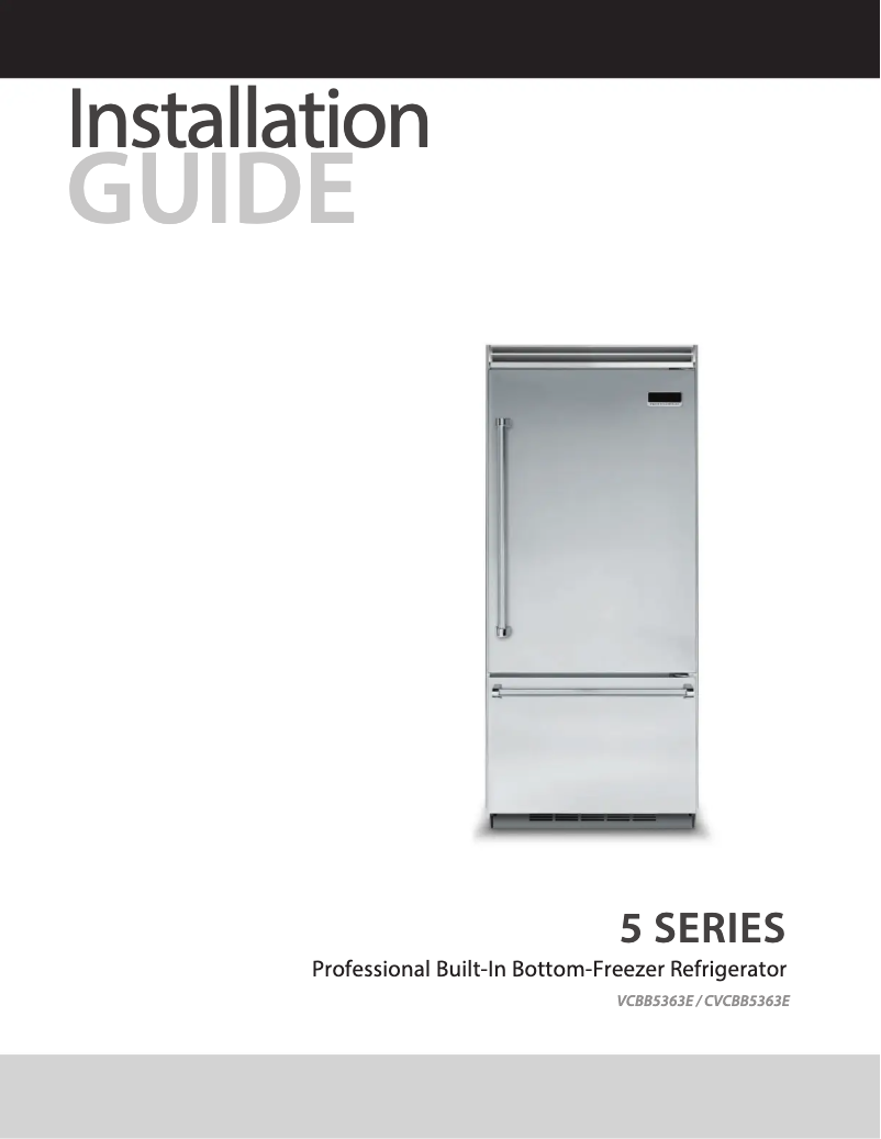 Page 1 de la notice Guide d'installation Viking VCBB5363ELSS