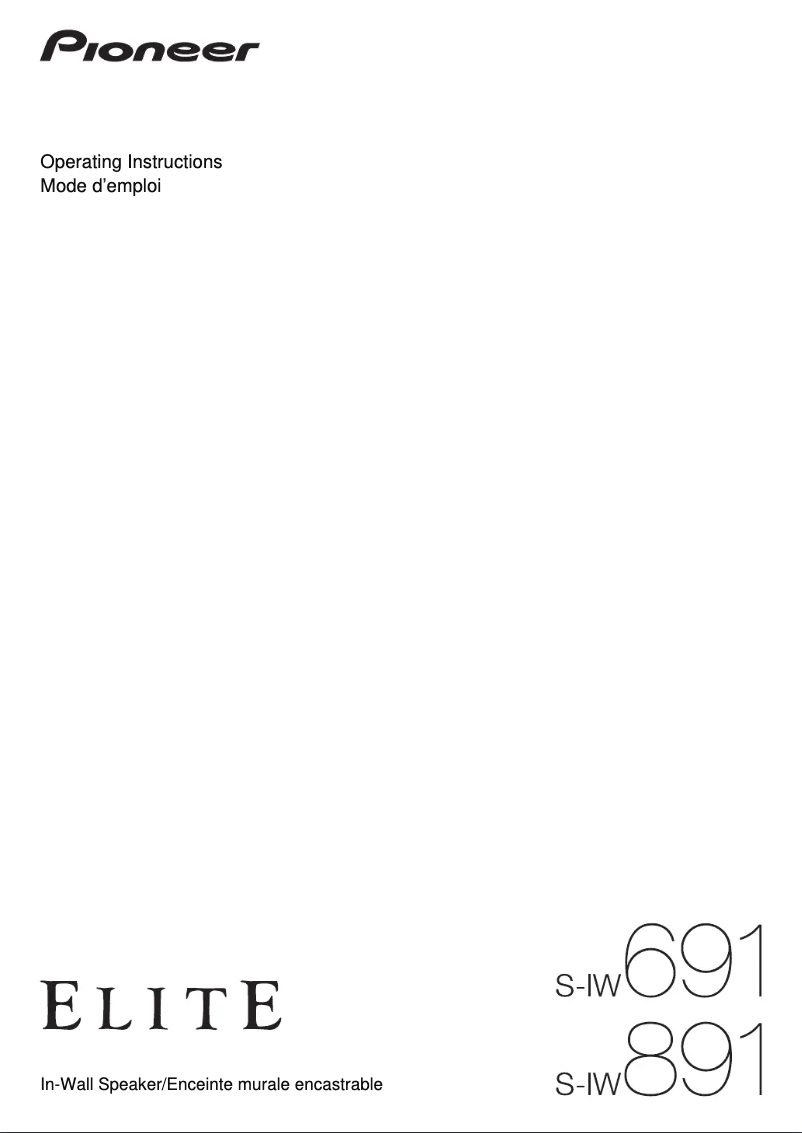 Page 1 de la notice Manuel utilisateur Pioneer Elite S-IW891