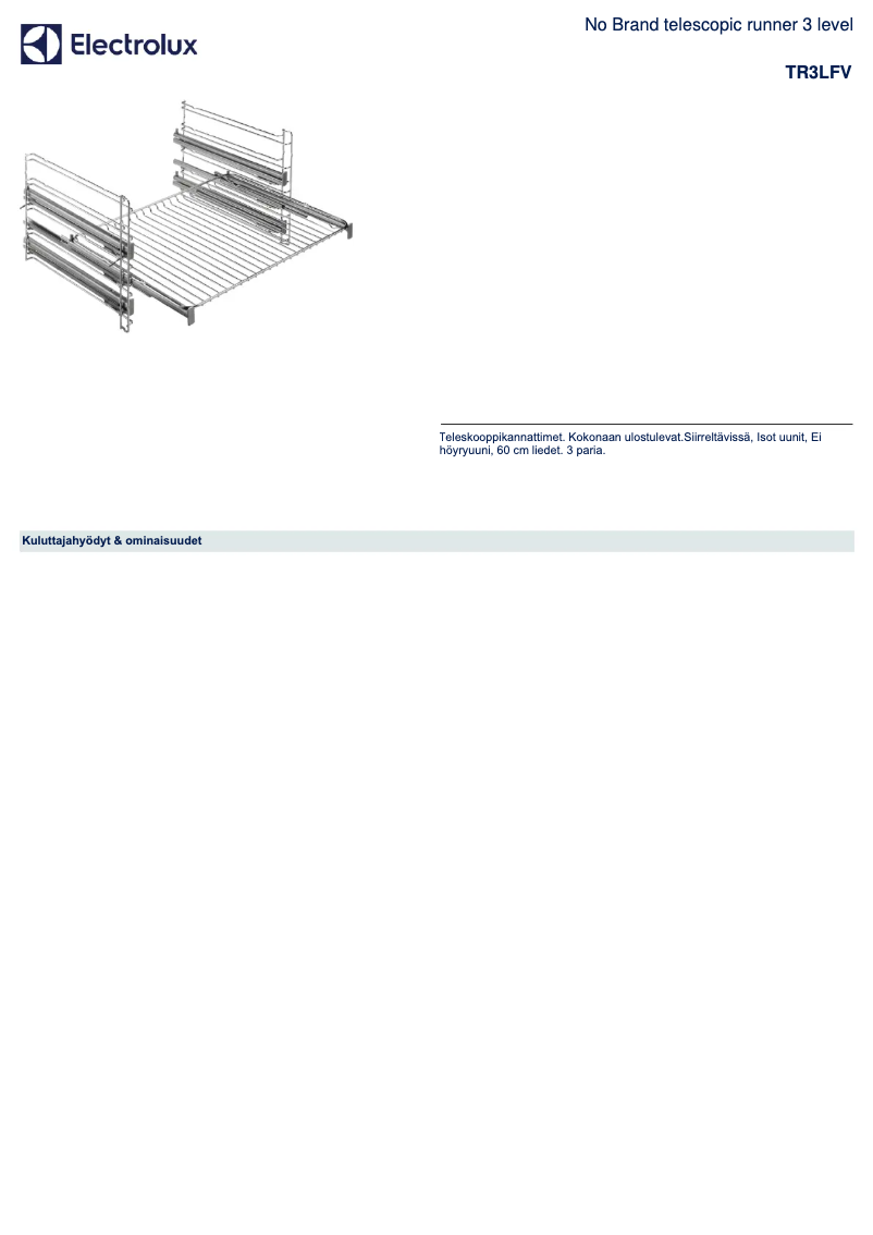 Page 1 de la notice Brochure Electrolux TR3LFV