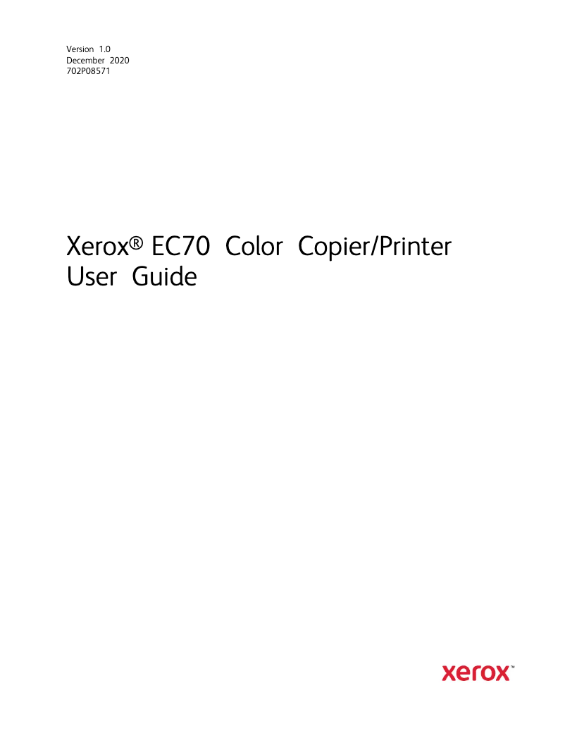 Page n°1 - Manuel utilisateur Xerox Color EC70