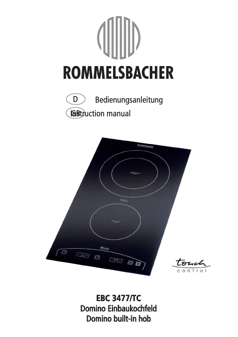 Page 1 of the manual User Manual Rommelsbacher EBC 3477/TC