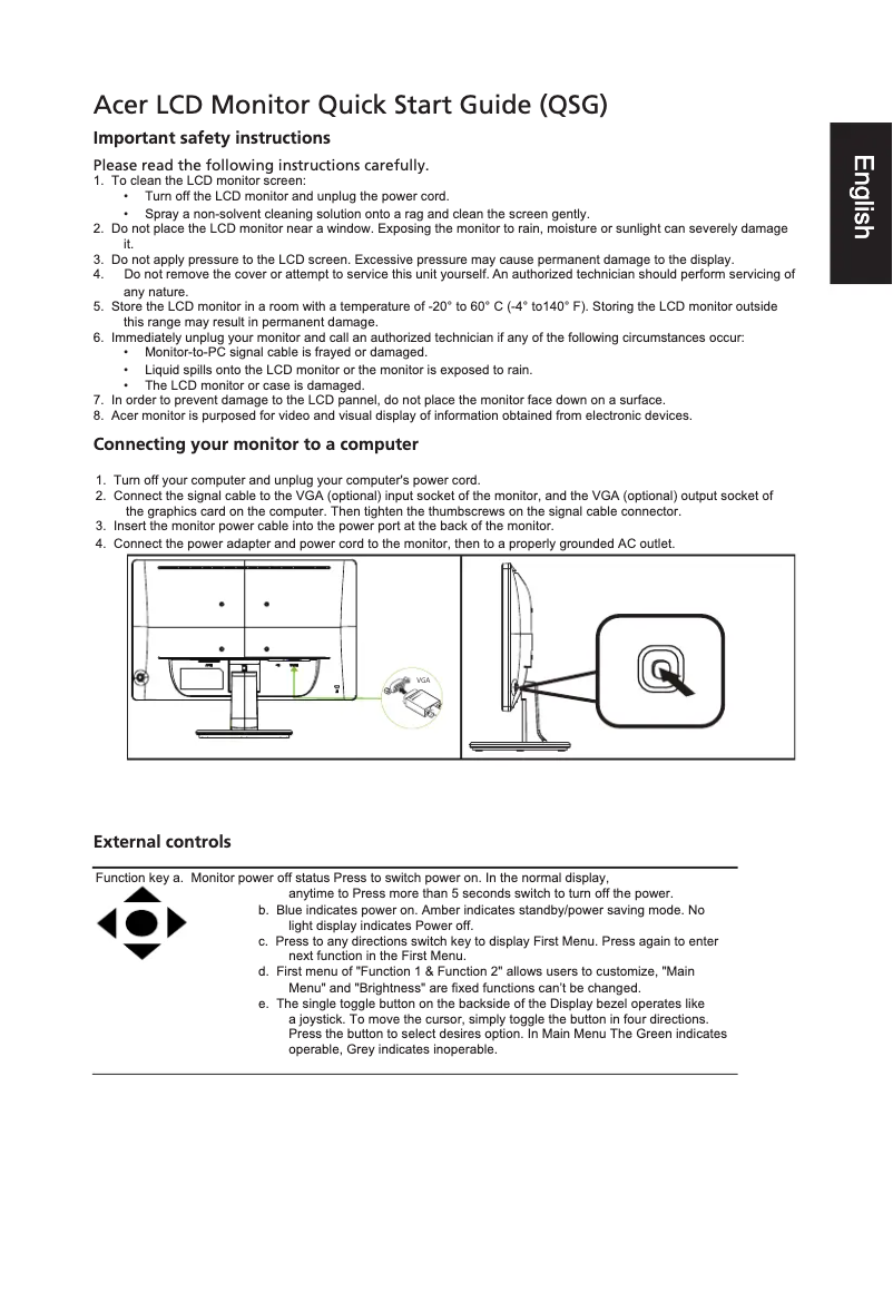 Página 1 del manual Guía de inicio rápido Acer PT167Q
