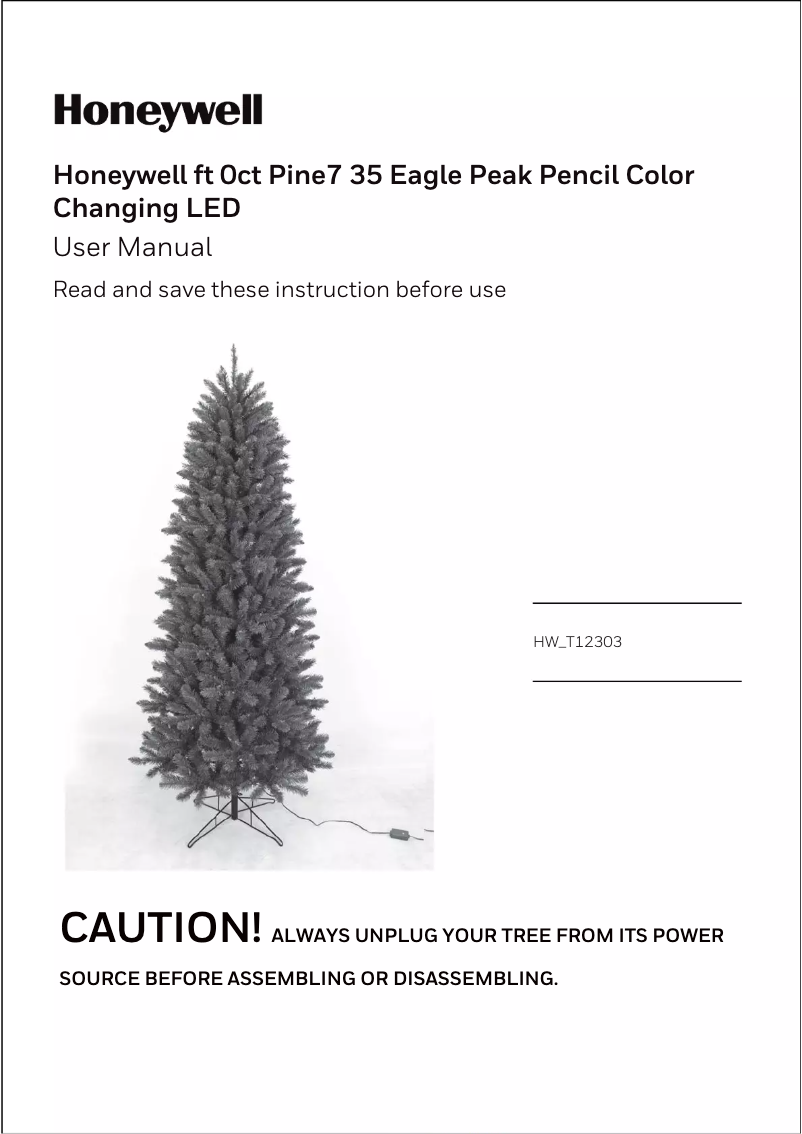 Page n°1 - Manuel utilisateur Honeywell HW-T12303
