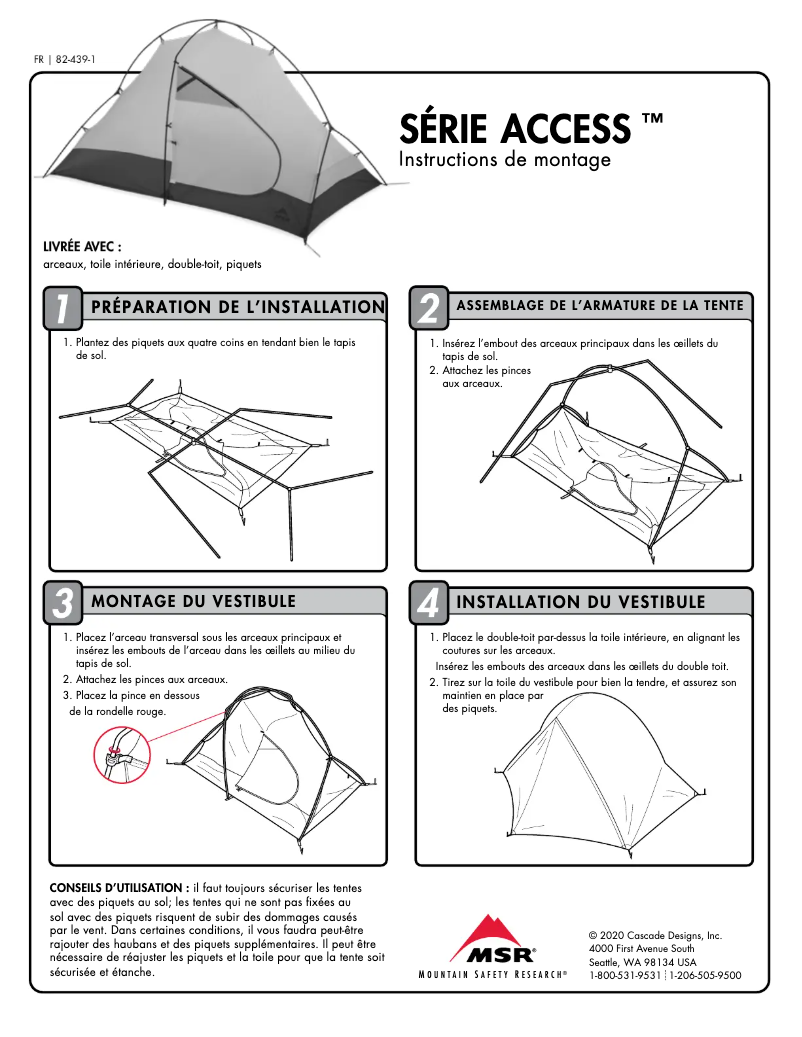 Page 1 de la notice Instructions / montage MSR Access 2