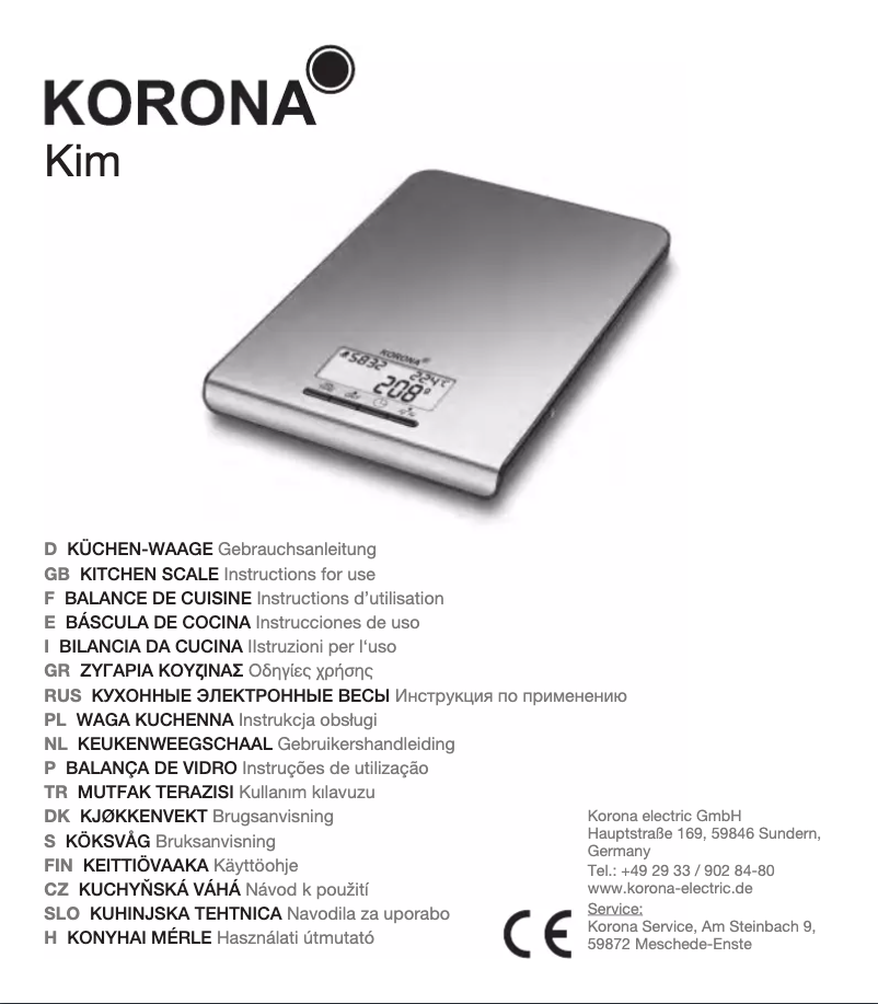 Page 1 de la notice Manuel utilisateur Korona Kim 75656