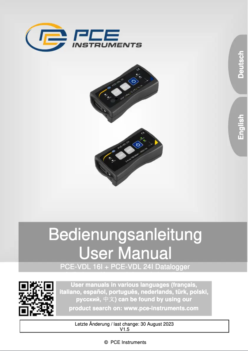 Page n°1 - Manuel utilisateur PCE Instruments PCE-VDL 16I