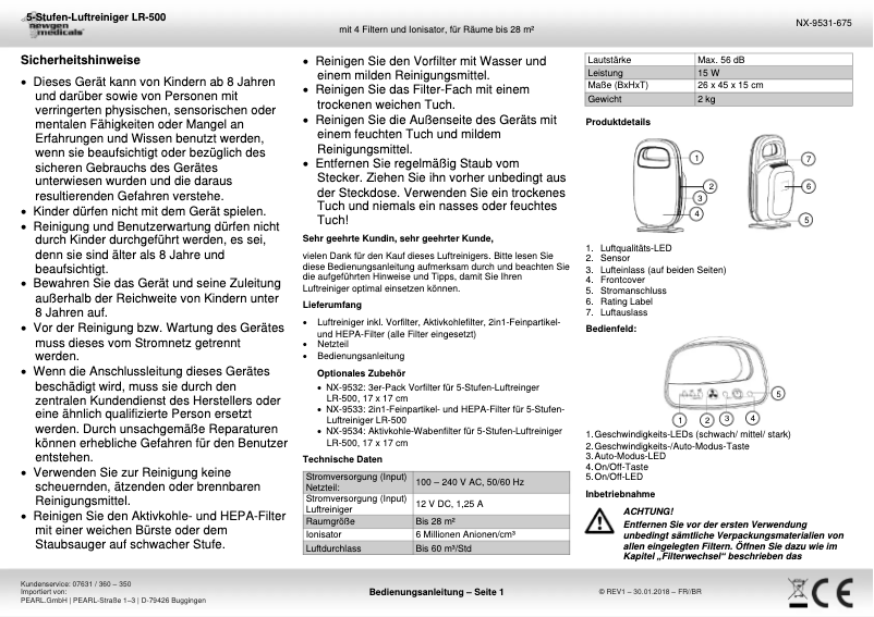 Page n°1 - Manuel utilisateur Newgen Medicals LR-500