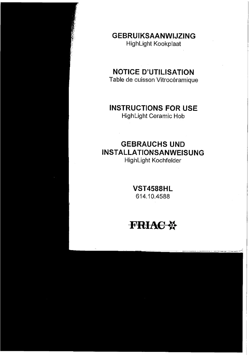 Page n°1 - Manuel utilisateur Friac VST4588HL