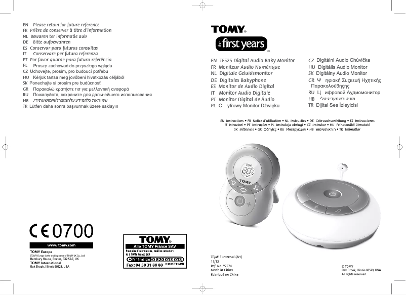 Page n°1 - Manuel utilisateur Tomy TF525 DIgital Audio