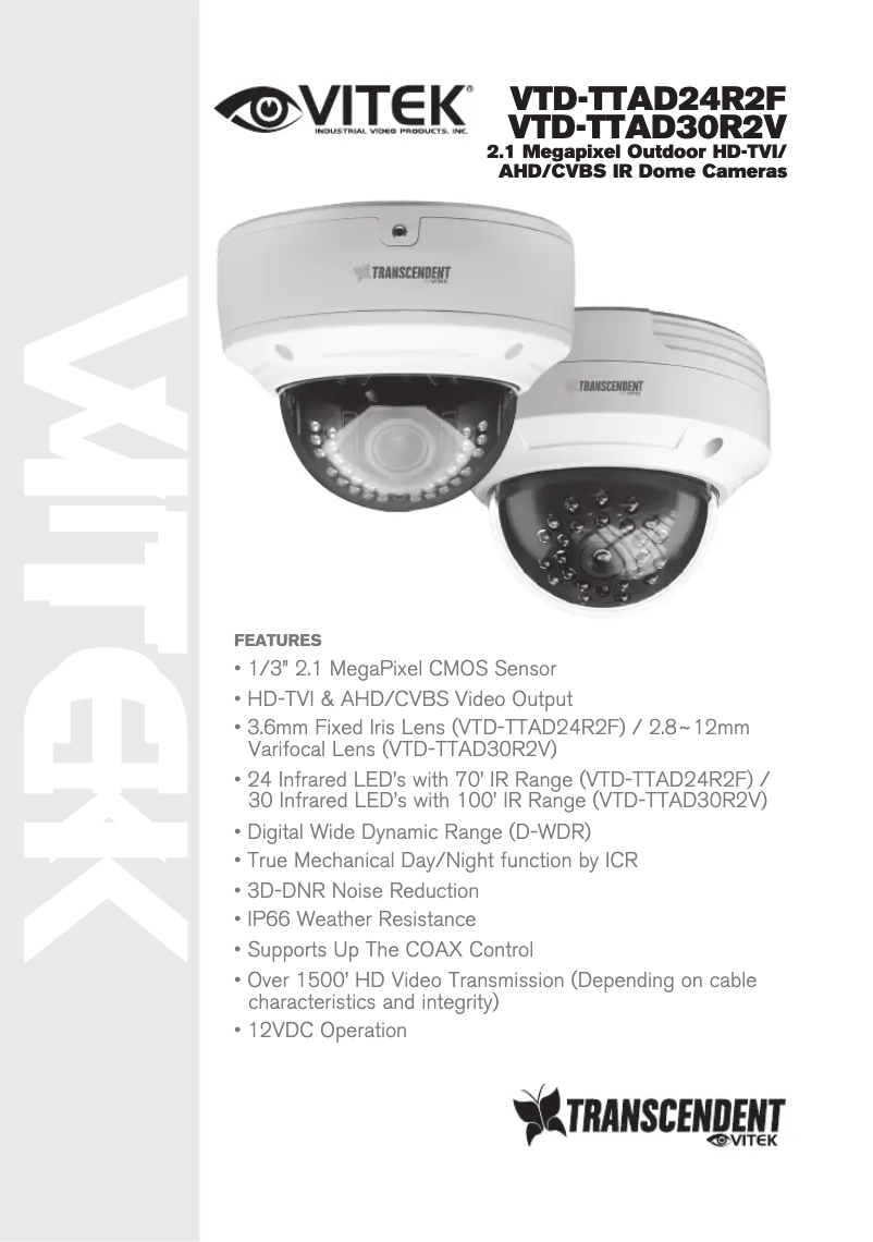 Page n°1 - Manuel utilisateur Vitek VTD-TTAD30R2V