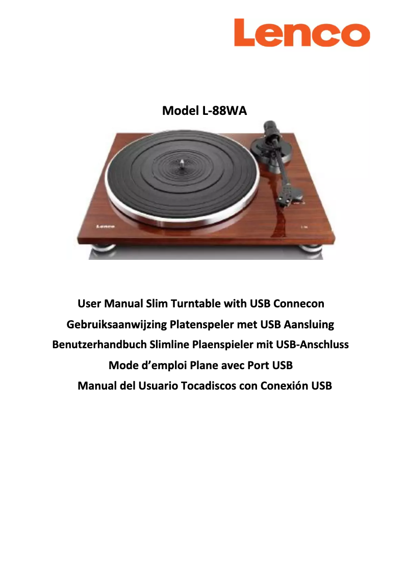 Page n°1 - Manuel utilisateur Lenco L-88