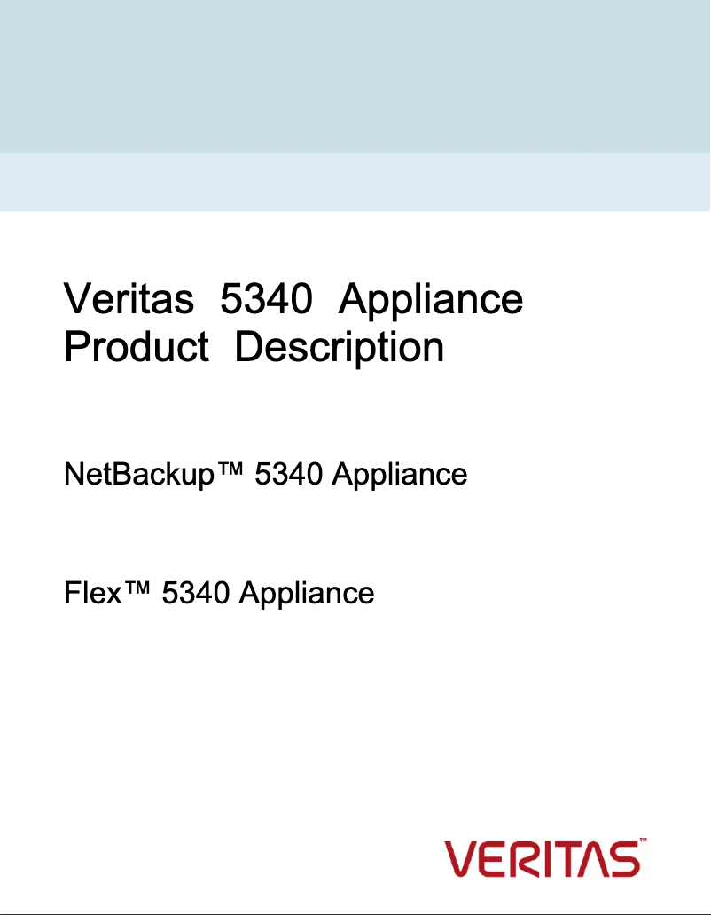 Page n°1 - Manuel utilisateur Veritas NetBackup Flex 5340
