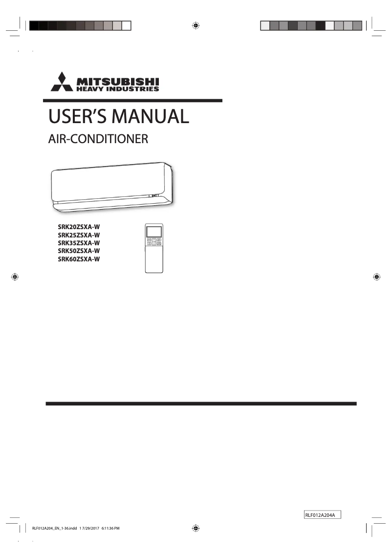 Page 1 de la notice Manuel utilisateur Mitsubishi Avanti PLUS SRK25ZSXA-W