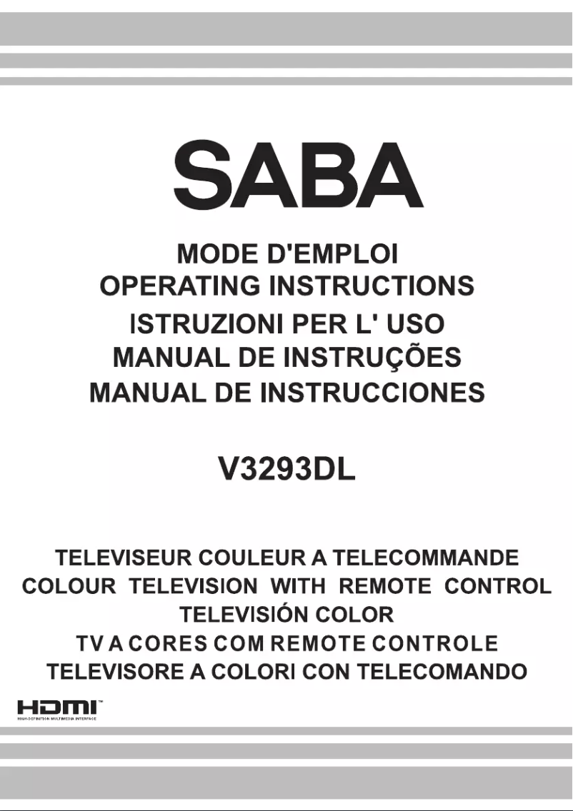 Page n°1 - Manuel utilisateur Saba V3293DL