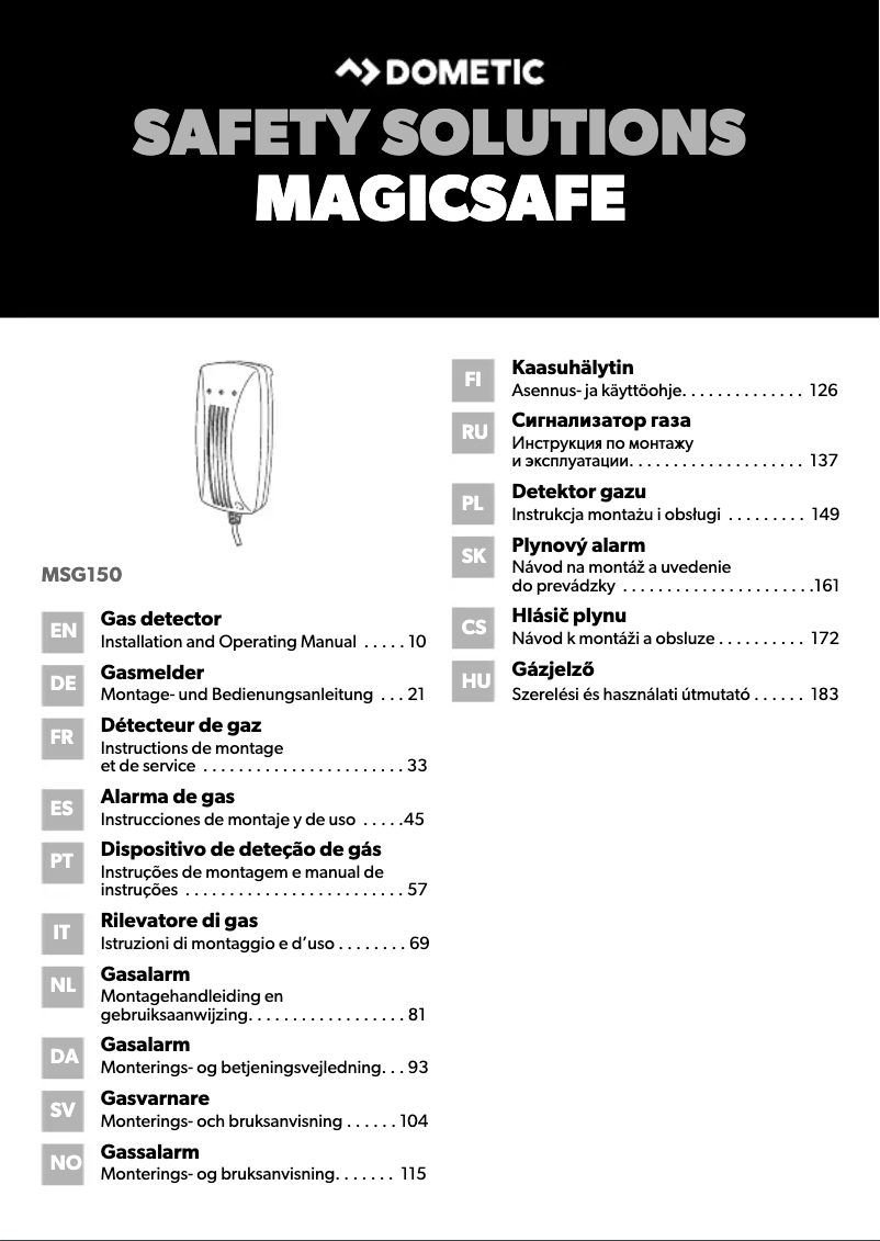 Image de la première page du manuel de l'appareil MagicSafe MSG 150