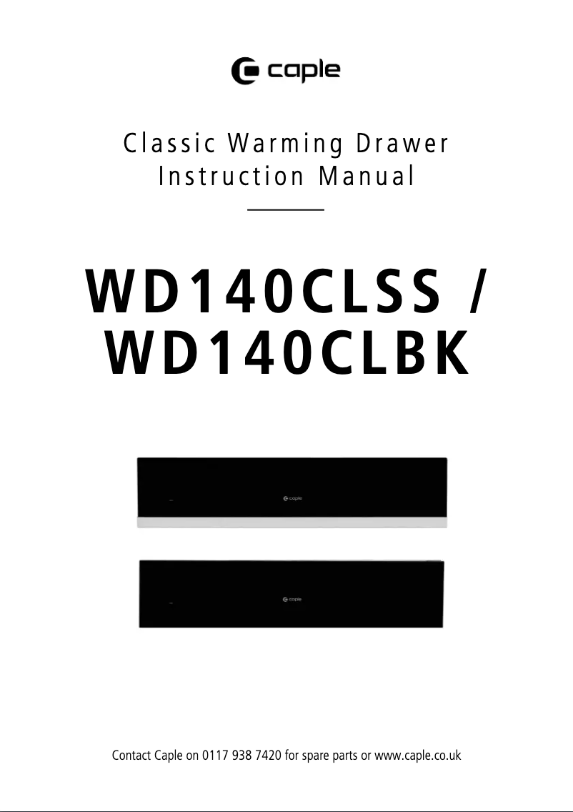 Page n°1 - Manuel utilisateur Caple WD140CLBK