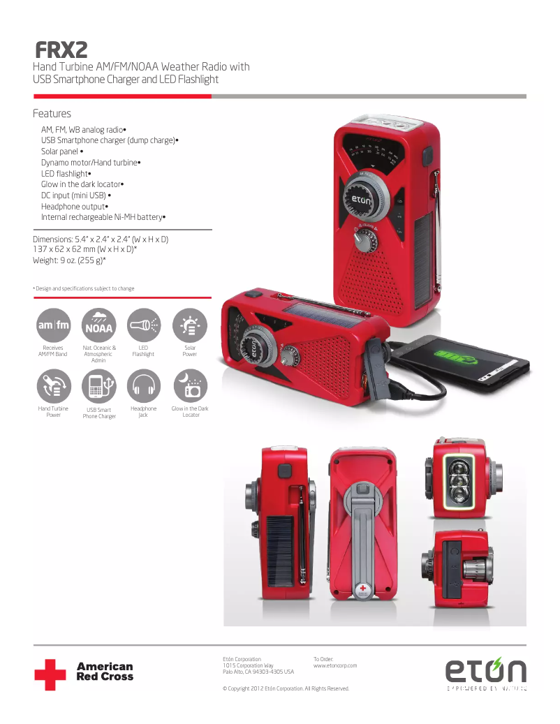 Page 1 de la notice Fiche technique Eton FRX2