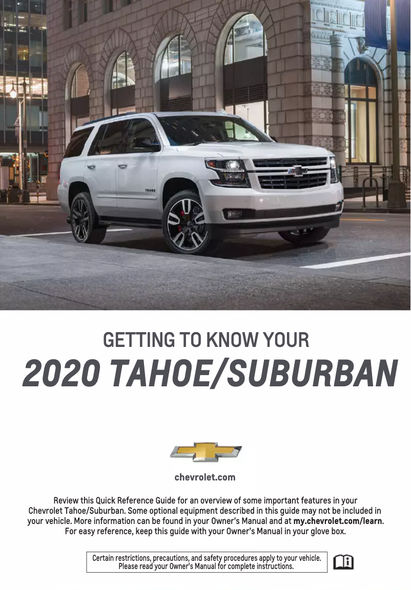 Page 1 de la notice Guide de démarrage rapide Chevrolet Tahoe (2020)